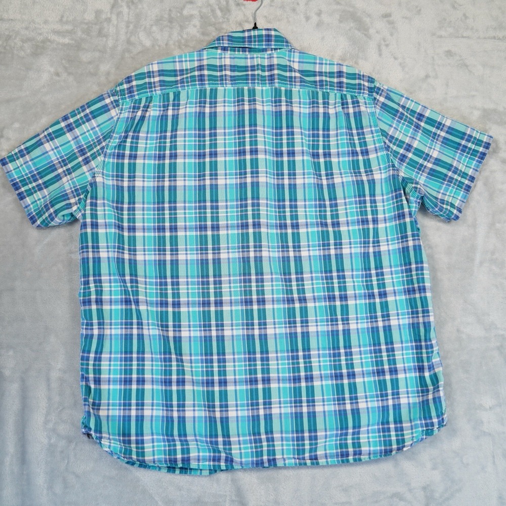 LL Bean Shirt Mens XL RG Blue Green White Short Sleeve Button Up Gorpcore - Picture 6 of 7